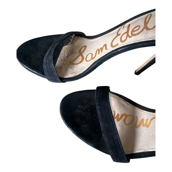 Sam Edelman Black Suede Stiletto Heels Open Toe Sandals Shoes Date Night Size 9 - Picture 9 of 11